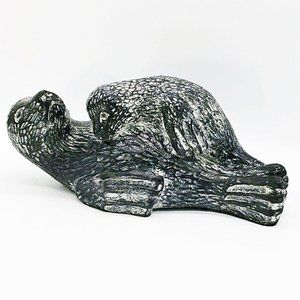 VTG NUVUK Inuit Carved Soapstone Seal w/Baby